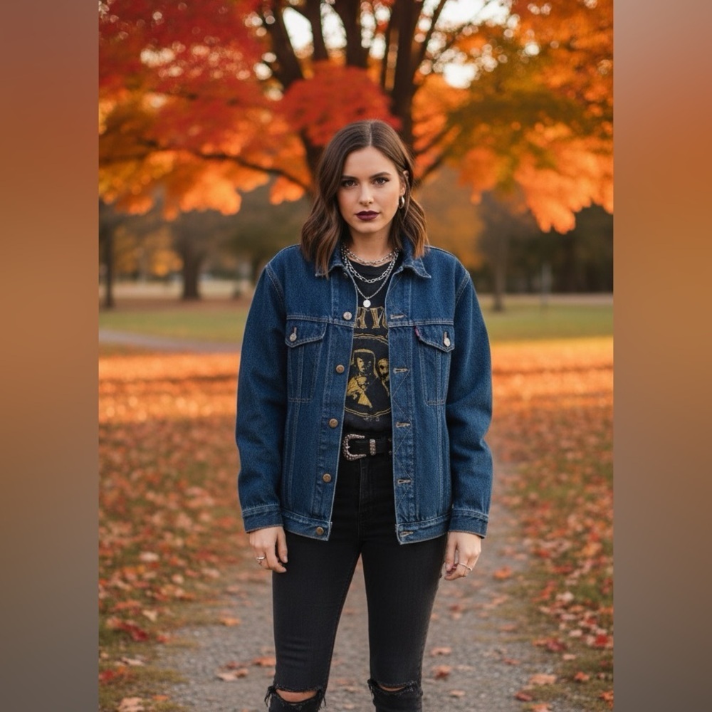 Todays News Vintage Classic Indigo Blue Denim Jacket Size Small